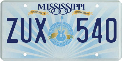 MS license plate ZUX540