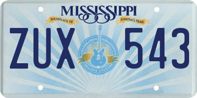 MS license plate ZUX543