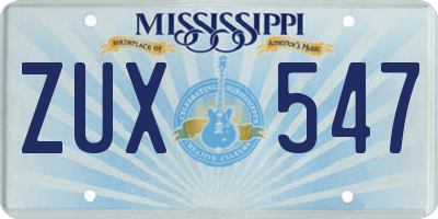 MS license plate ZUX547