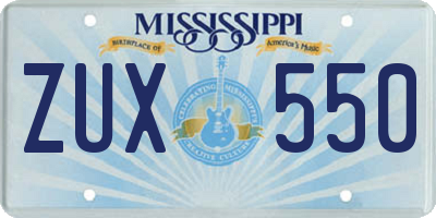 MS license plate ZUX550