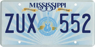 MS license plate ZUX552