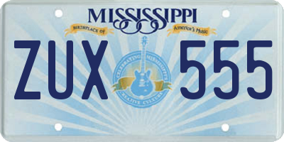 MS license plate ZUX555