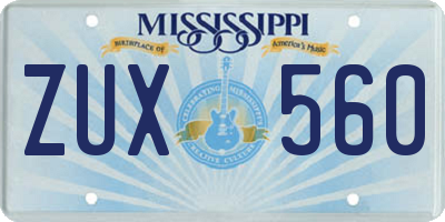 MS license plate ZUX560