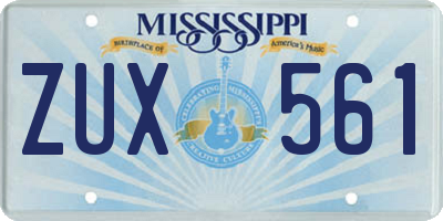 MS license plate ZUX561