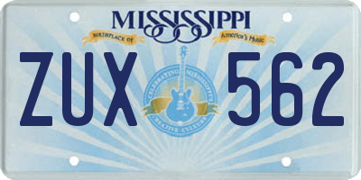 MS license plate ZUX562