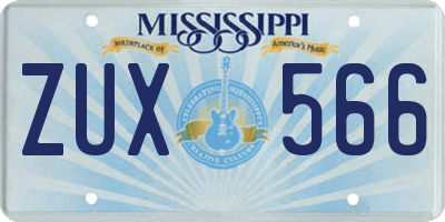 MS license plate ZUX566