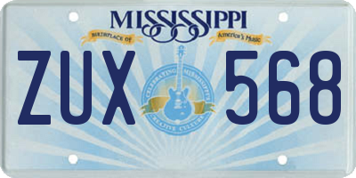 MS license plate ZUX568