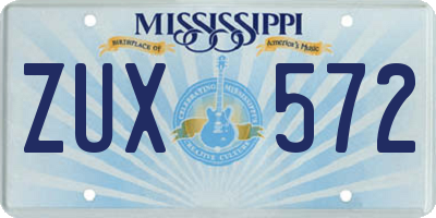 MS license plate ZUX572