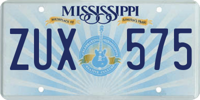 MS license plate ZUX575