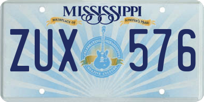 MS license plate ZUX576