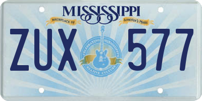 MS license plate ZUX577