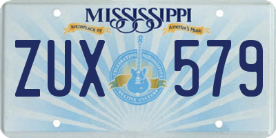 MS license plate ZUX579
