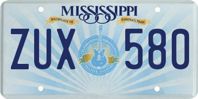 MS license plate ZUX580