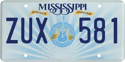 MS license plate ZUX581