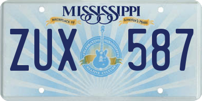 MS license plate ZUX587