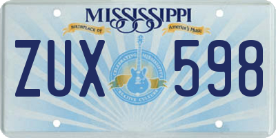 MS license plate ZUX598