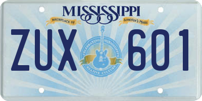 MS license plate ZUX601