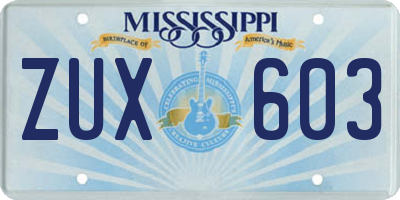 MS license plate ZUX603