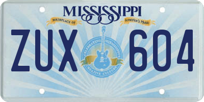 MS license plate ZUX604