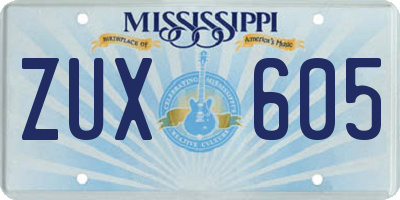 MS license plate ZUX605