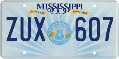 MS license plate ZUX607