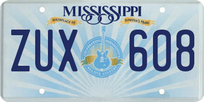 MS license plate ZUX608