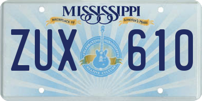 MS license plate ZUX610