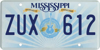 MS license plate ZUX612