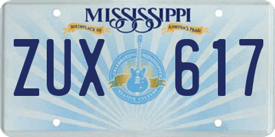 MS license plate ZUX617