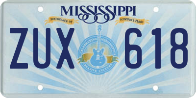 MS license plate ZUX618