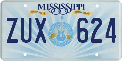 MS license plate ZUX624