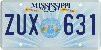 MS license plate ZUX631
