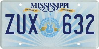 MS license plate ZUX632