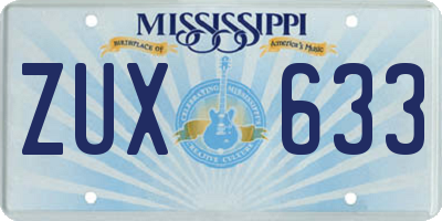 MS license plate ZUX633