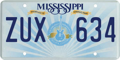 MS license plate ZUX634