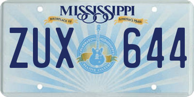 MS license plate ZUX644