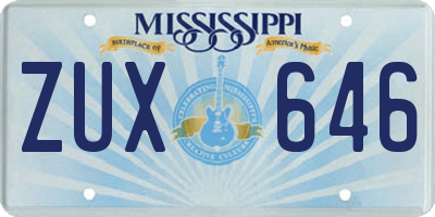 MS license plate ZUX646