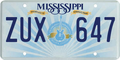 MS license plate ZUX647