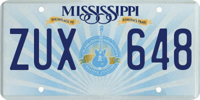 MS license plate ZUX648