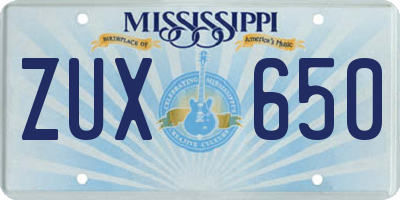 MS license plate ZUX650