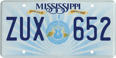 MS license plate ZUX652