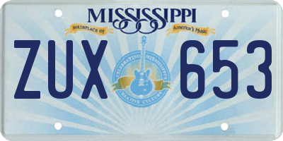 MS license plate ZUX653