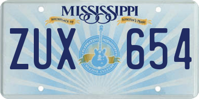 MS license plate ZUX654