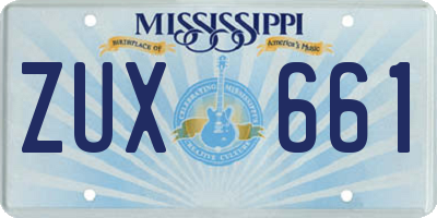 MS license plate ZUX661
