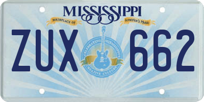 MS license plate ZUX662