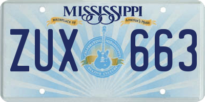 MS license plate ZUX663
