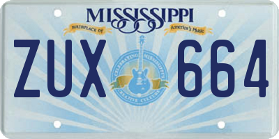 MS license plate ZUX664