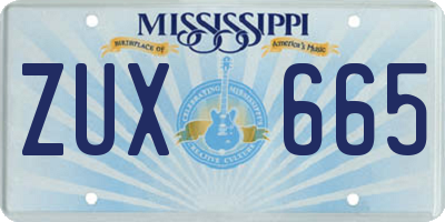MS license plate ZUX665