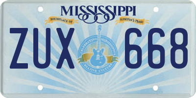 MS license plate ZUX668