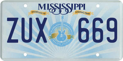 MS license plate ZUX669